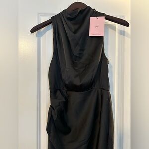 Hello Molly Distant Love Satin Black Maxi Dress